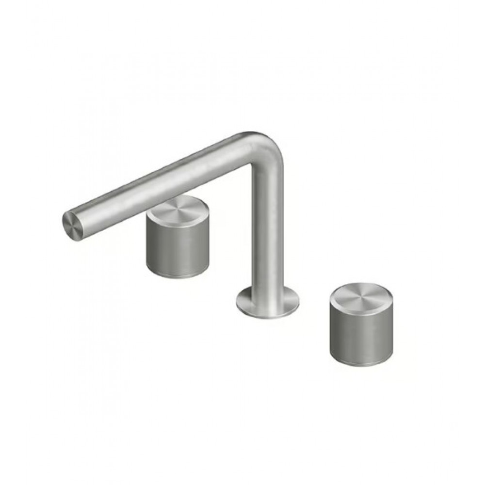 Смеситель для раковины, Quadro design, Stereo, цвет-сталь брашированная