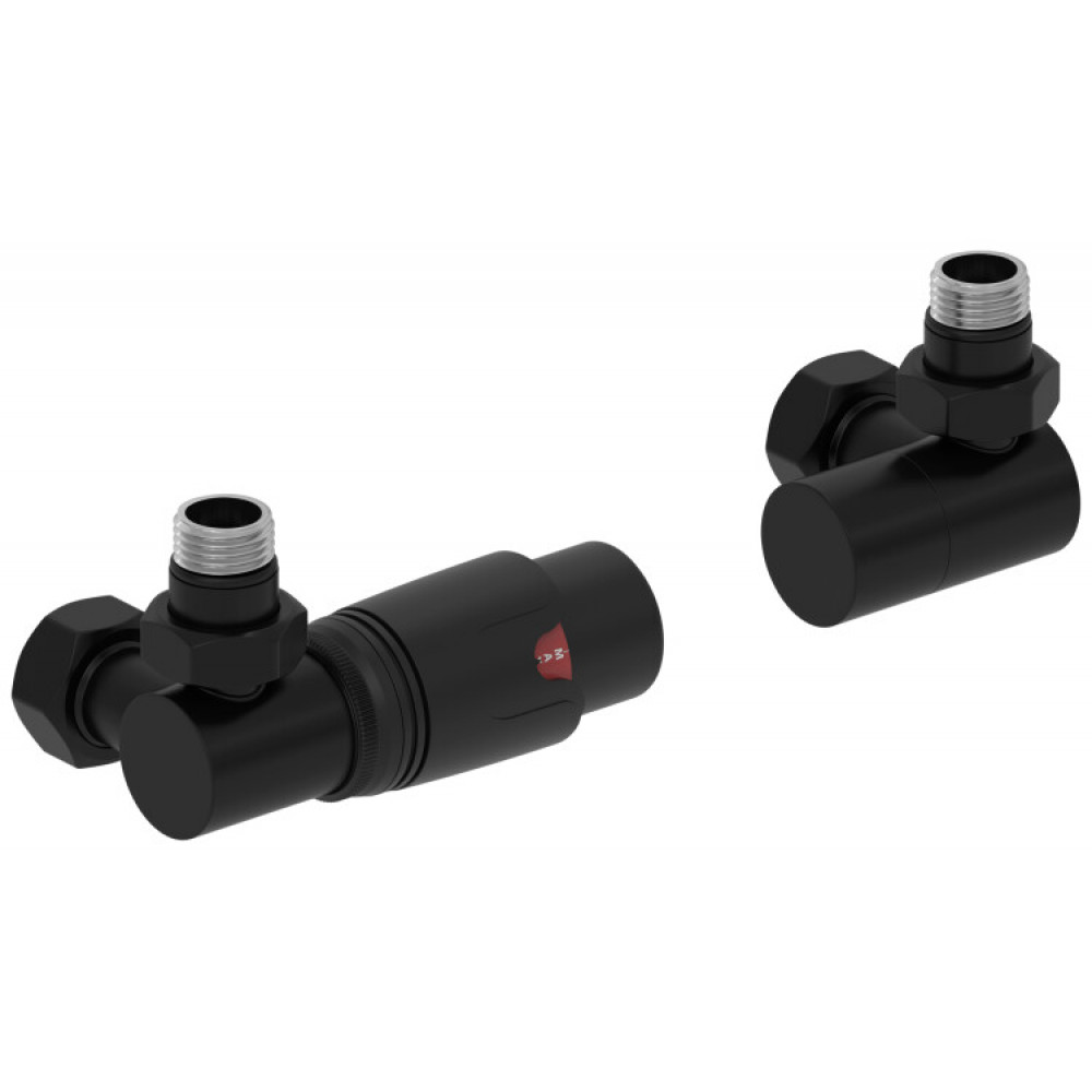 Терморегулятор, Сунержа, 3D, автоматический, G 1/2" НР х G 3/4" НГ, набор, левый, цвет-чёрный матовый