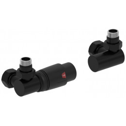 Терморегулятор, Сунержа, 3D, автоматический, G 1/2" НР х G 3/4" НГ, набор, левый, цвет-чёрный матовый