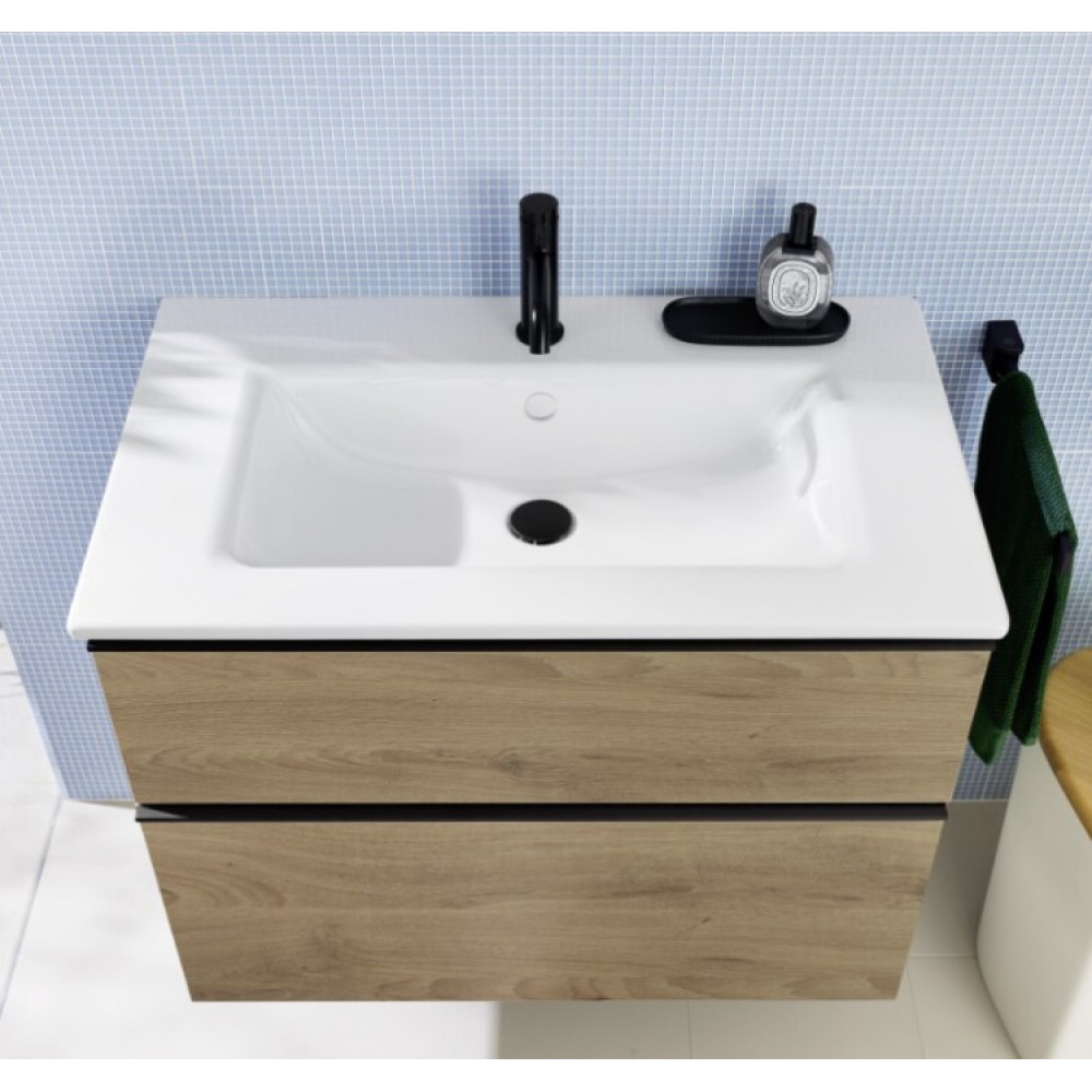 Тумба под раковину, Burg, Eqio, шгв 820*490*640, раковина в комплекте, цвет-Caramel oak decor