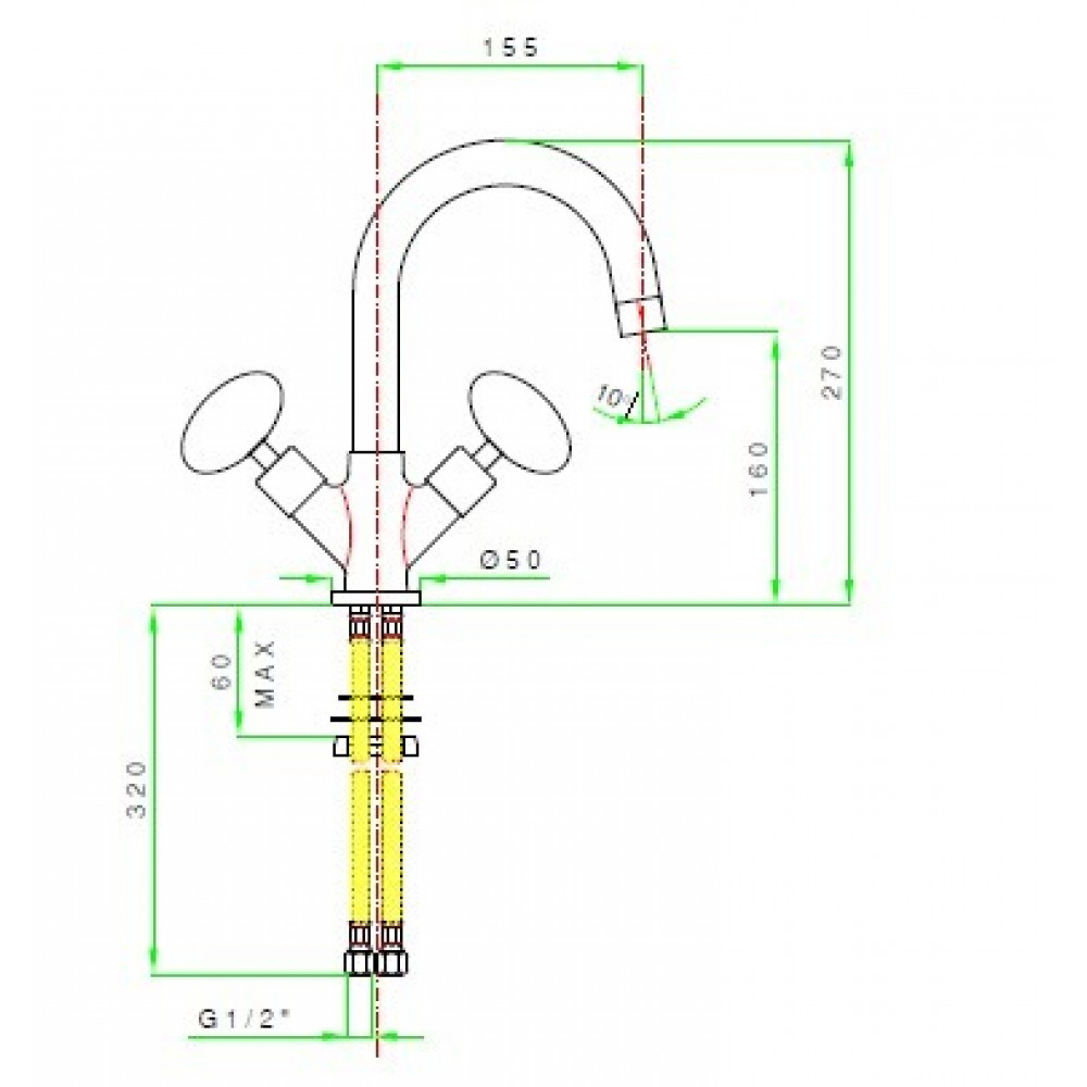 Смеситель для раковины, Nicolazzi, Cristallo Di Rocca, цвет-хром