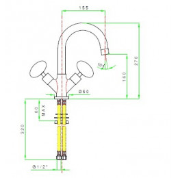 Смеситель для раковины, Nicolazzi, Cristallo Di Rocca, цвет-латунь позолоченная