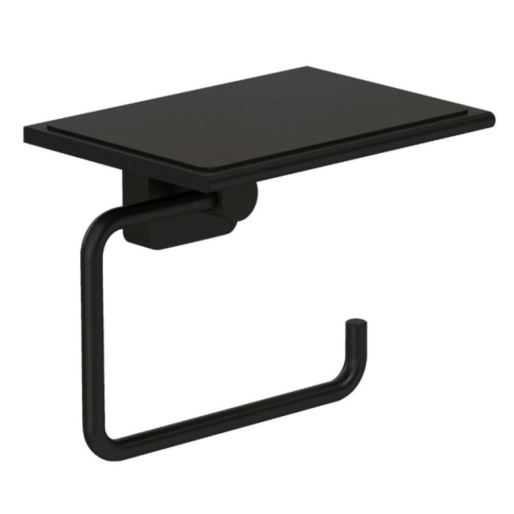 Бумагодержатель, Kludi, VELA S, без крышки, с полкой, шгв 139*100*122, цвет-черный матовый (Matt Black, Nero Opaco)