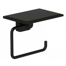 Бумагодержатель, Kludi, VELA S, без крышки, с полкой, шгв 139*100*122, цвет-черный матовый (Matt Black, Nero Opaco)