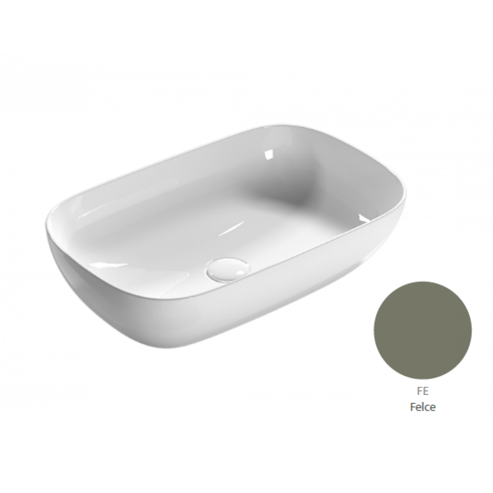 Раковина, Globo, T-EDGE, шгв 600*380*160, отверстия для смесителя-отсутствуют, цвет-Felce