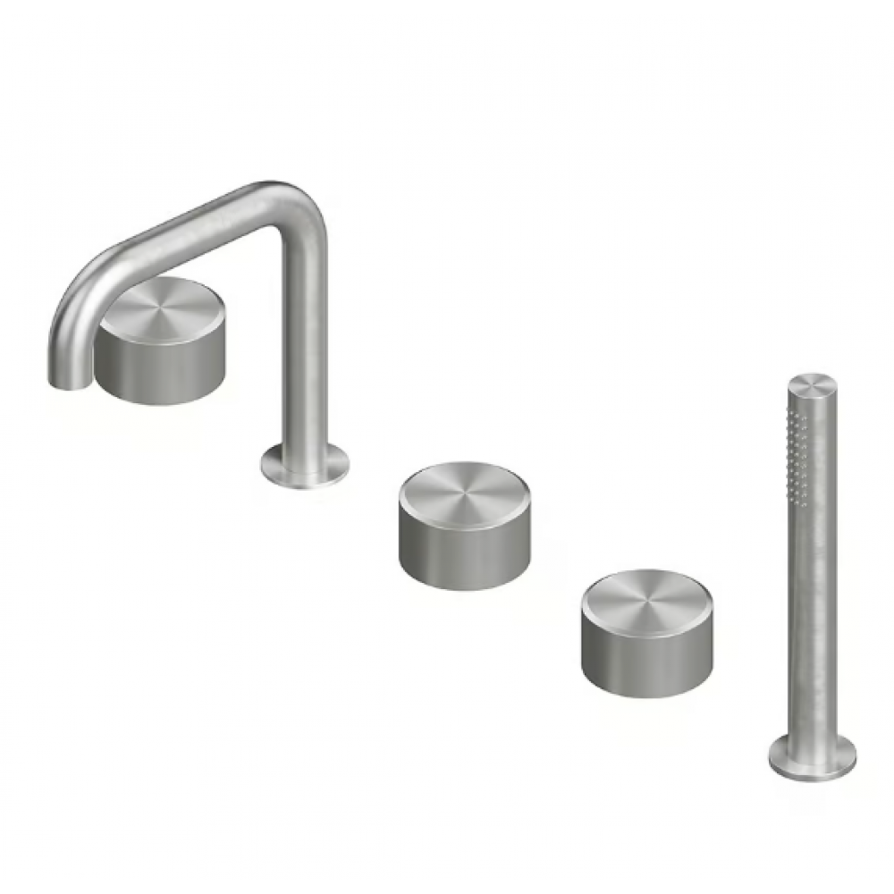 Смеситель для ванны и душа, Quadro design, Stereo, цвет-сталь брашированная