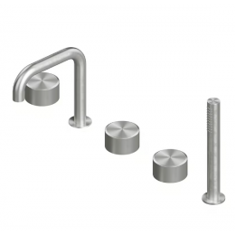 Смеситель для ванны и душа, Quadro design, Stereo, цвет-сталь брашированная