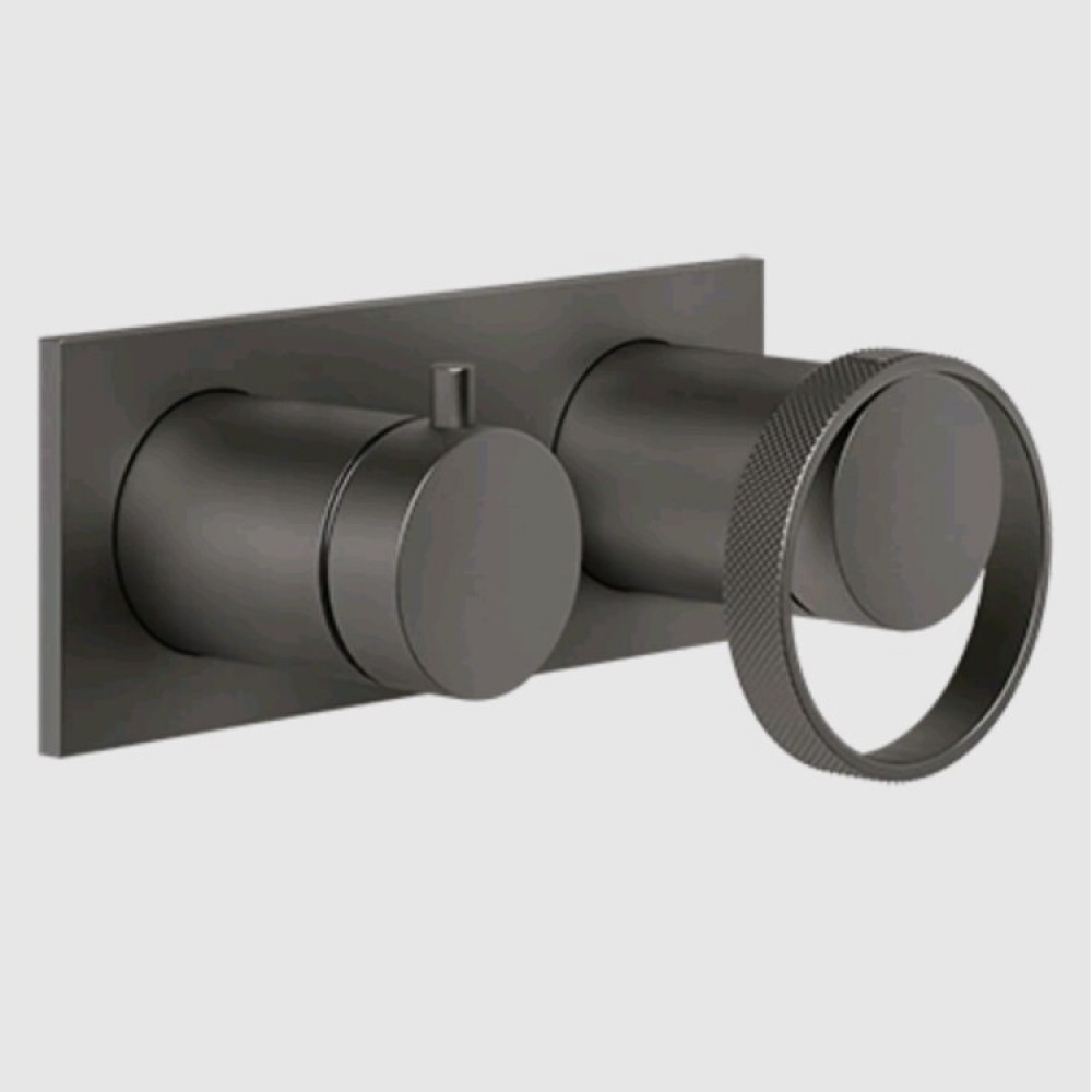 Смеситель для душа, Gessi, Anello, на 2 потребителя, цвет-Black Metal Brushed PVD