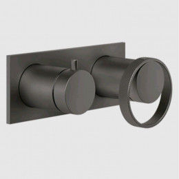 Смеситель для душа, Gessi, Anello, на 2 потребителя, цвет-Black Metal Brushed PVD
