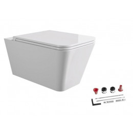 Унитаз, Alice, Hide, подвесной, шгв 350*550*345, Aliglaze+, с сиденьем, с набором для крепления, цвет-белый