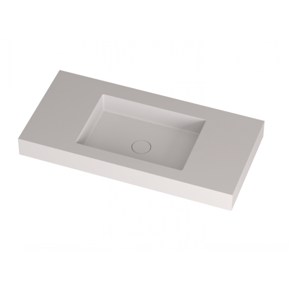 Столешница, MOBO, Normal, шгв 1004*485*100, с раковиной по центру и донным клапаном Клик-клак вровень с дном, цвет-белый матовый