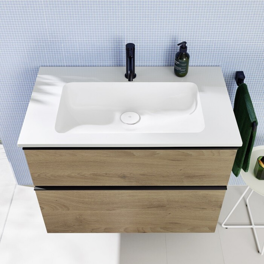 Тумба под раковину, Burg, Eqio, шгв 820*490*618, раковина в комплекте, цвет-Caramel oak decor