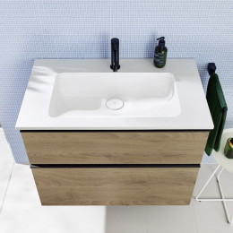 Тумба под раковину, Burg, Eqio, шгв 820*490*618, раковина в комплекте, цвет-Caramel oak decor