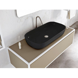 Раковина, Scarabeo, Glam, шгв 760*390*140, отверстия для смесителя-отсутствуют, BIOKER, цвет-Ardesia