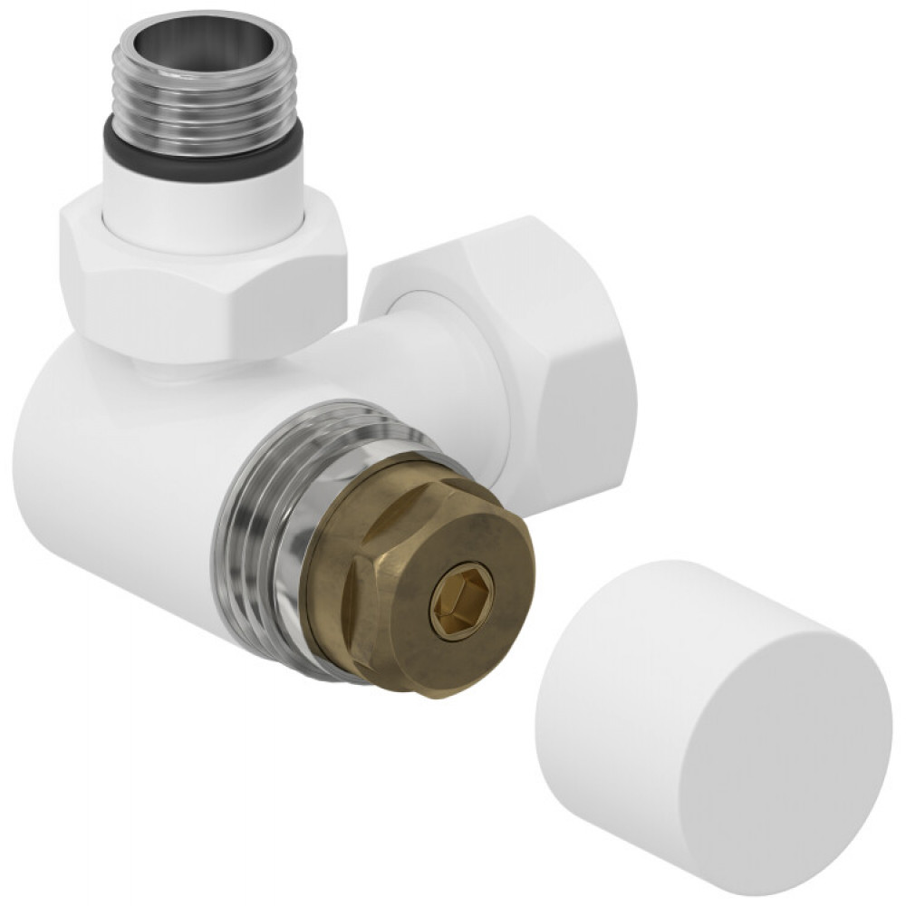 Вентиль, Сунержа, 3D, G 1/2" НР х G 3/4" НГ, левый, под шестигранник, цвет-белый матовый