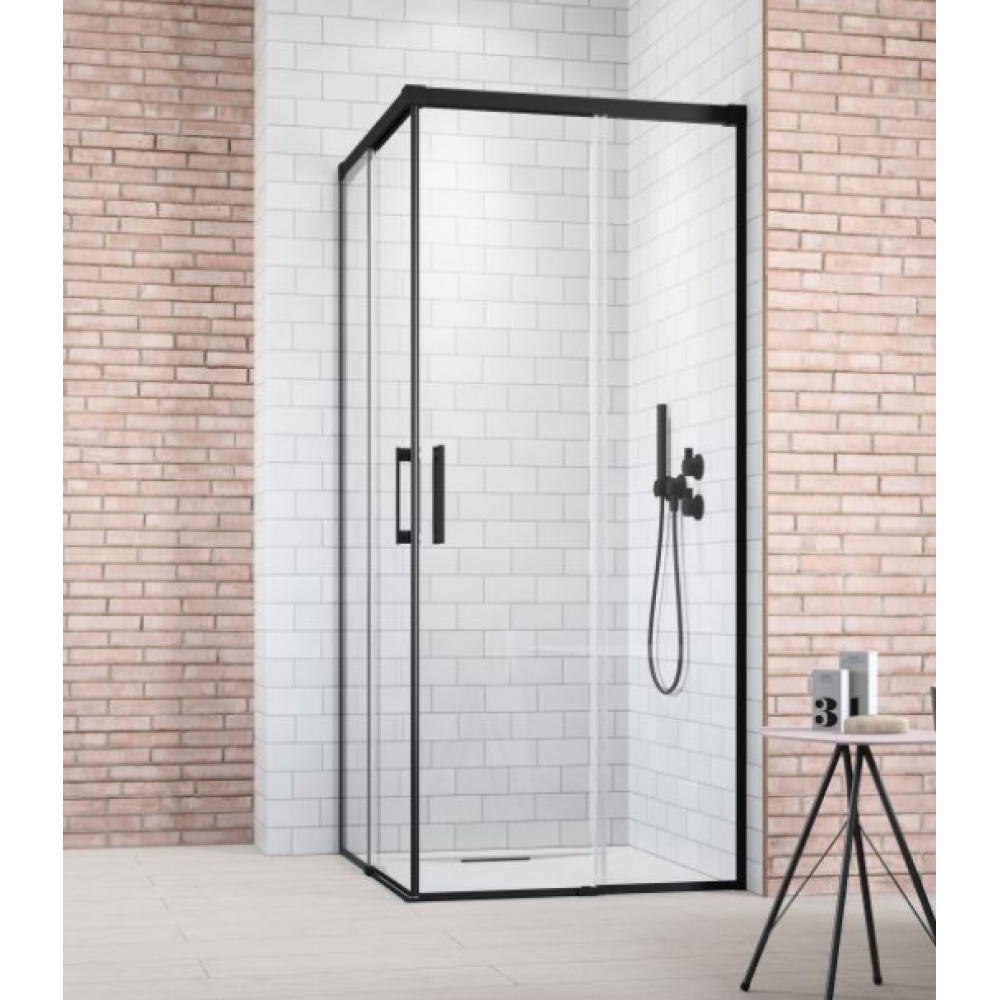 Дверь, Radaway, Idea KDD, шв 900*2005, петли-справа, черный матовый, цвет стекла-прозрачный, Easy Clean