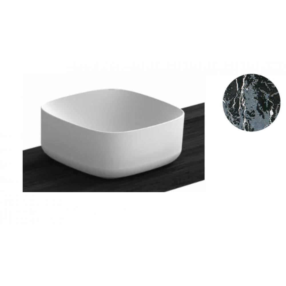 Раковина, Scarabeo, Moon, шгв 420*420*180, отверстия для смесителя-отсутствуют, цвет-черный мрамор