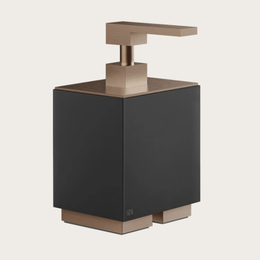 Дозатор для жидкого мыла, Gessi, Rettangolo, шгв 105*118*193, цвет дозатора-Copper Brushed PVD/чёрный