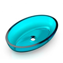 Раковина, KNIEF, Oval Shape, шгв 550*370*130, отверстия для смесителя-отсутствуют, цвет-Aquamarin Blue
