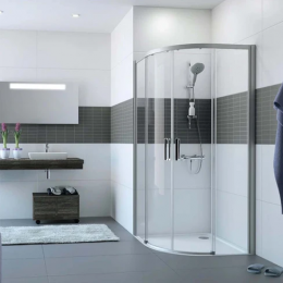 Душевое ограждение, Huppe, Design Pure, шгв 900*900*2000, блестящее серебро, цвет стекла-прозрачный