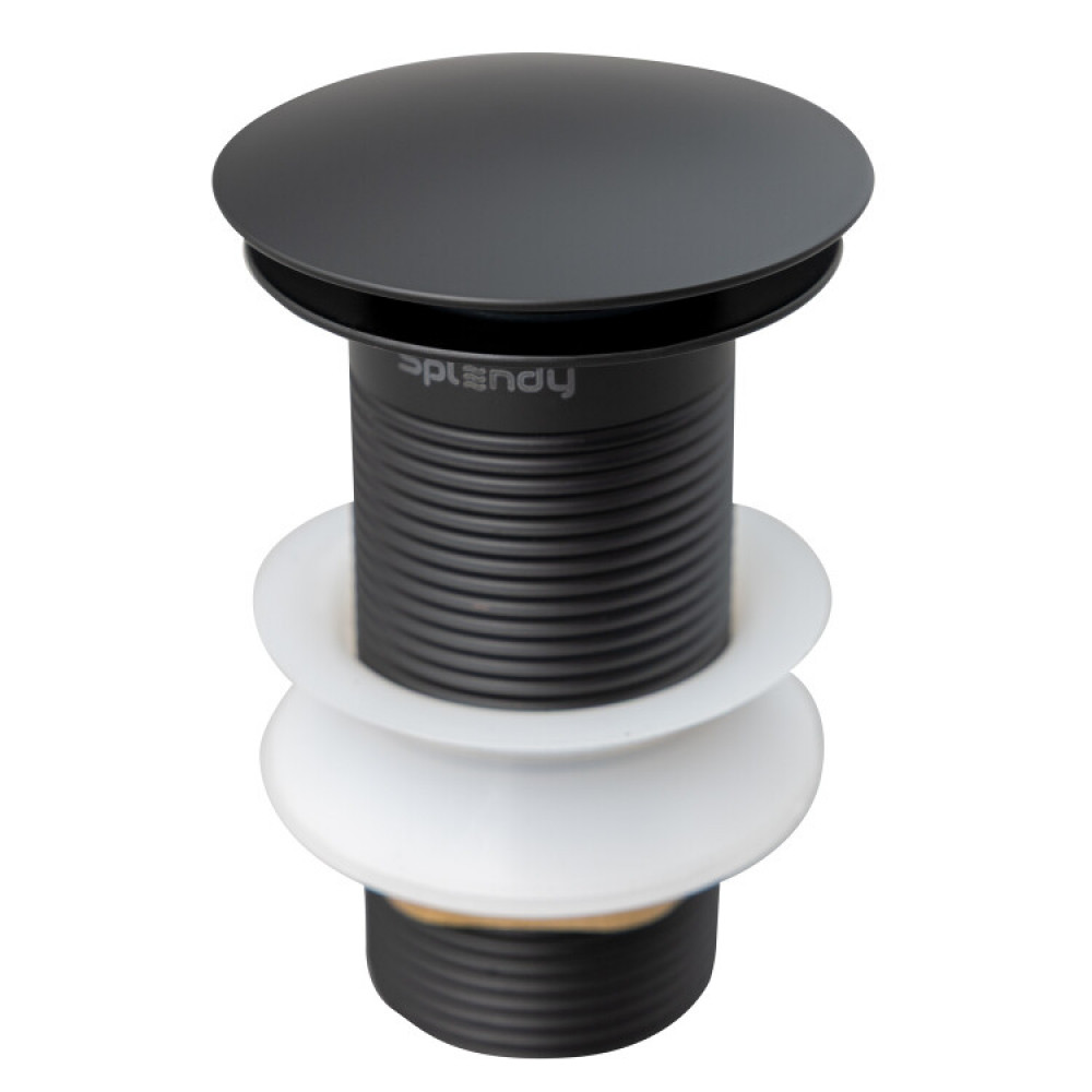 Донный клапан, Splendy, для раковин, без перелива, 1 1/4", цвет-черный матовый