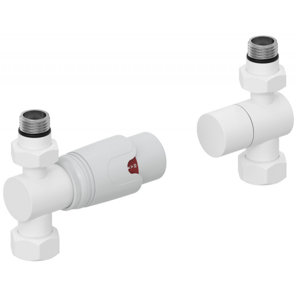 Терморегулятор, Сунержа, автоматический, G 1/2" НР х G 3/4" НГ, набор, прямой, цвет-белый матовый