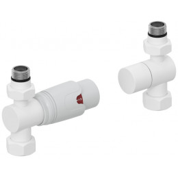 Терморегулятор, Сунержа, автоматический, G 1/2" НР х G 3/4" НГ, набор, прямой, цвет-белый матовый