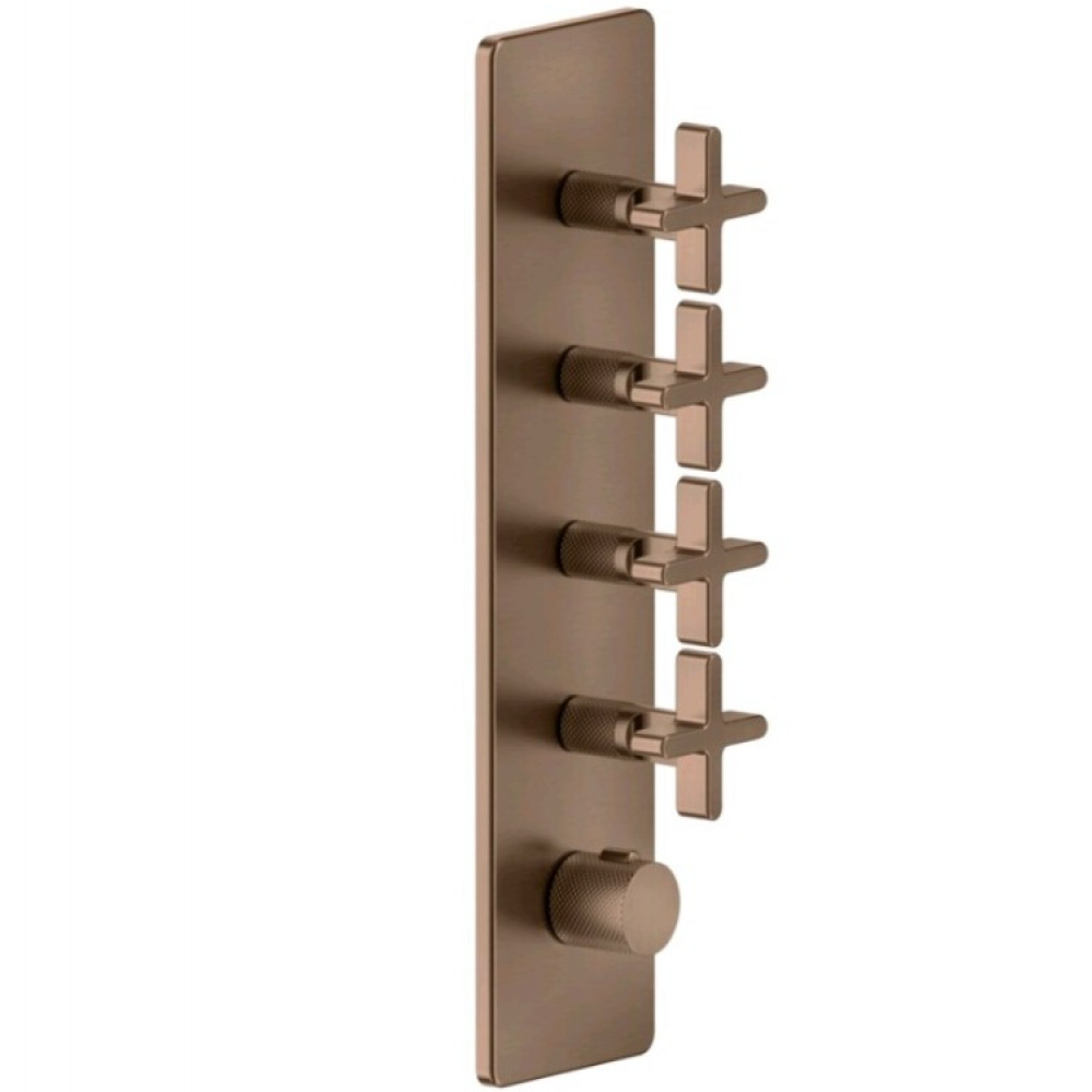 Смеситель для душа, Gessi, Inciso Bath&Shower, на 4 потребителя, цвет-Copper Brushed PVD