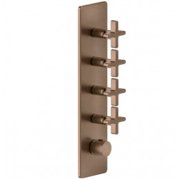 Смеситель для душа, Gessi, Inciso Bath&Shower, на 4 потребителя, цвет-Copper Brushed PVD