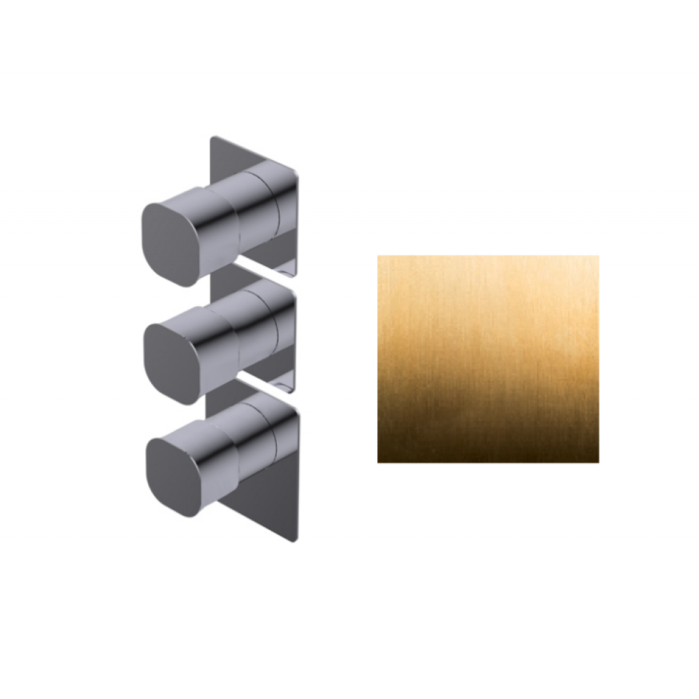 Смеситель для душа, Ritmonio, Taormina, на 2 потребителя, цвет-золото брашированное (Brushed Gold)