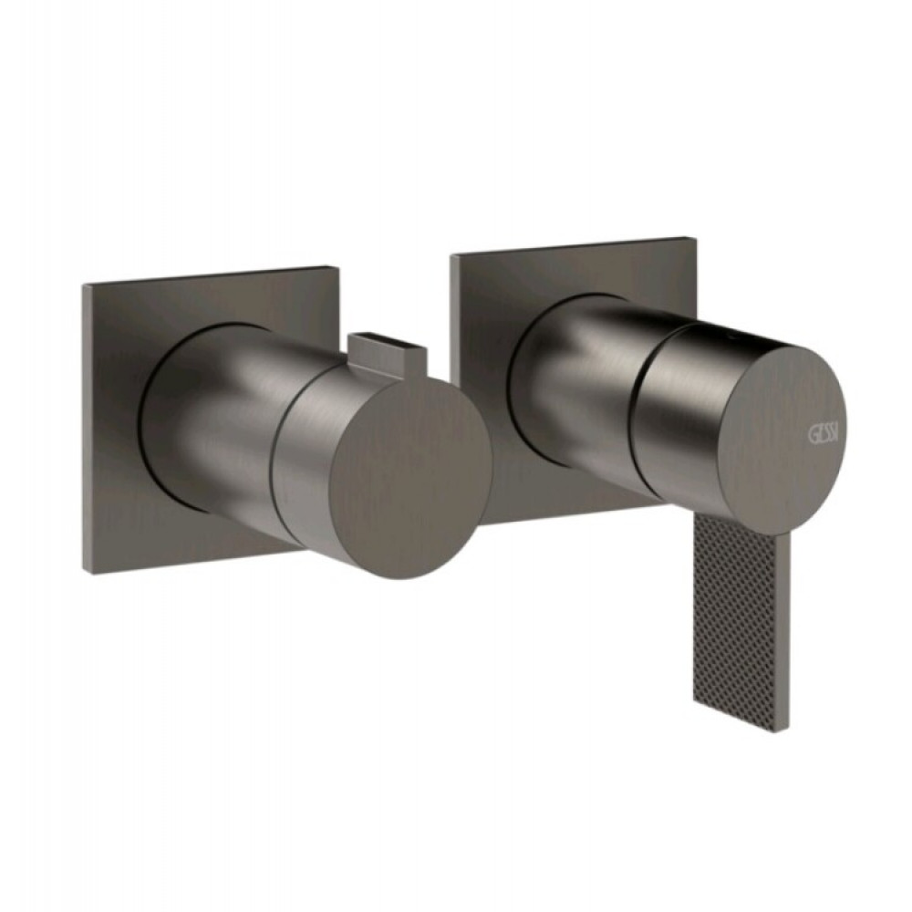 Смеситель для душа, Gessi, Inverso Diamantato, на 2 потребителя, цвет-Black Metal Brushed PVD