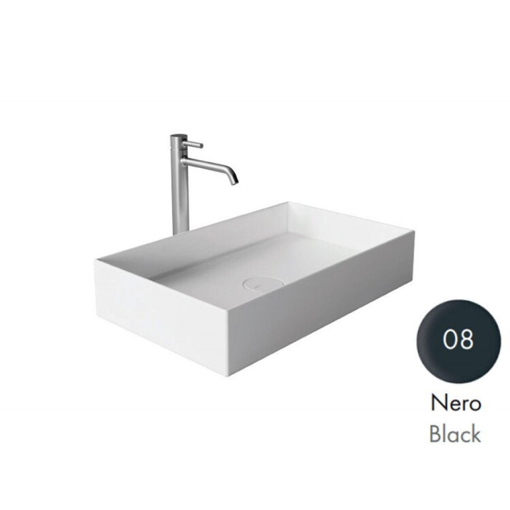 Раковина Alice, Hide, без отверстия для смесителя, черная матовая, 600*370*120