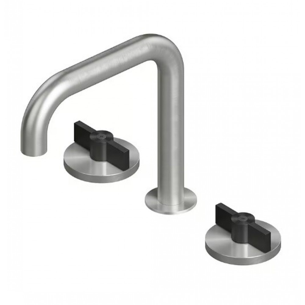 Смеситель для раковины, Quadro design, Valvola01, цвет-сталь брашированная/золото черное