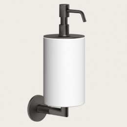 Дозатор для жидкого мыла, Gessi, Anello, шгв 75*128*243, цвет дозатора-Black Metal Brushed PVD/белый
