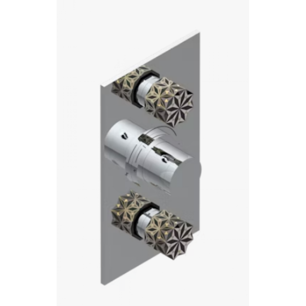 Смеситель для душа, THG, Nihal black porcelain, на 2 потребителя, цвет-хром