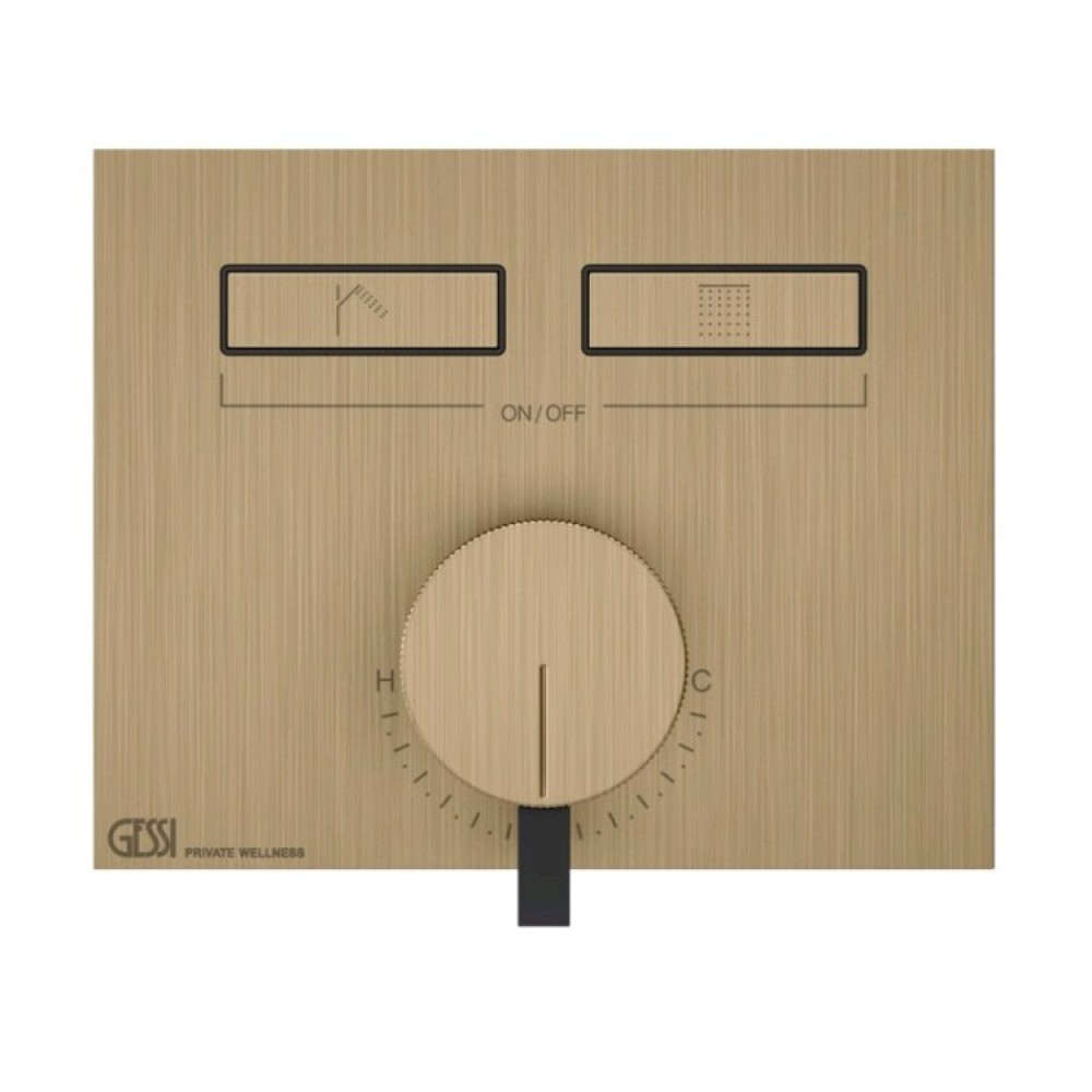 Смеситель для душа, Gessi, HI-FI, на 2 потребителя, цвет-Warm Bronze Brushed PVD