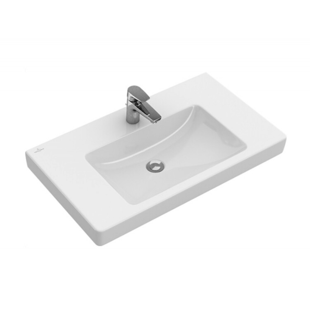 Раковина, Villeroy&Boch, Subway 2.0, шг 1000*470, отверстия для смесителя-1 сквозное, 2 промаркированных, цвет-альпийский белый