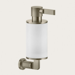Дозатор для жидкого мыла, Gessi, Inciso, шгв 75*147*240, цвет дозатора-Finox Brushed Nickel/белый