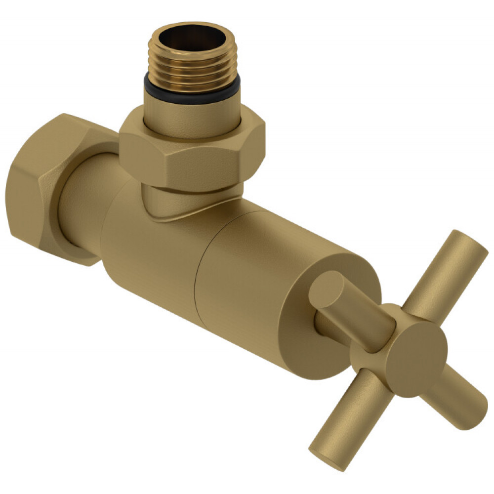 Вентиль, Сунержа, G 1/2" НР х G 3/4" НГ, угловой, крест, цвет-золото матовое (Gold Matt)