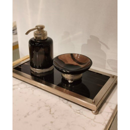 Набор аксессуаров, Cristal&Bronze, Obsidienne, поднос+мыльница настольная+дозатор настольный, цвет-никель матовый