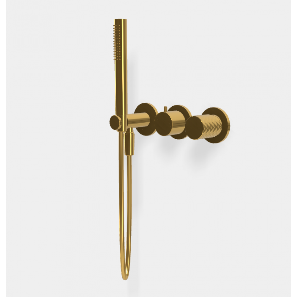 Смеситель для душа, Fima Carlo Frattini, Spillo Tech, X COLLECTION, на 2 потребителя, цвет-золото