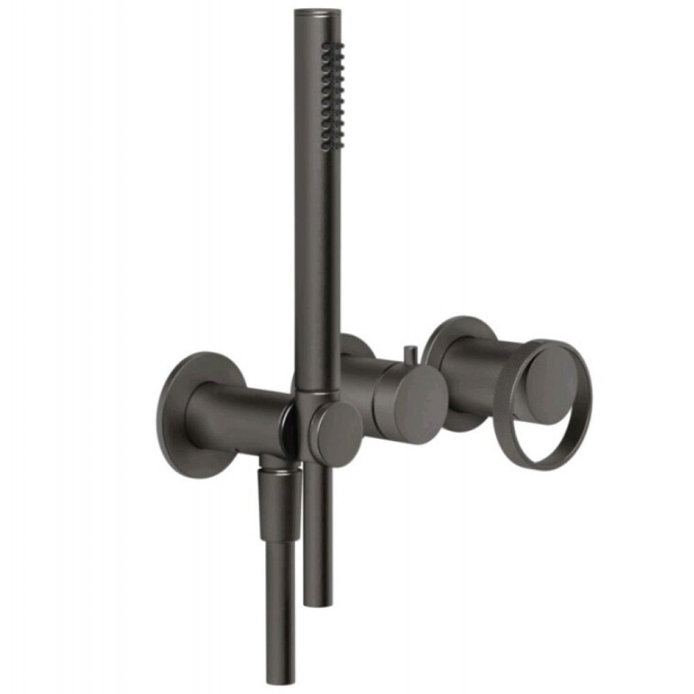 Смеситель для душа, Gessi, Anello, на 2 потребителя, цвет-Black Metal Brushed PVD