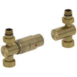 Терморегулятор, Сунержа, автоматический, G 1/2" НР х G 3/4" НГ, набор, прямой, цвет-латунь cостаренная /бронза cостаренная