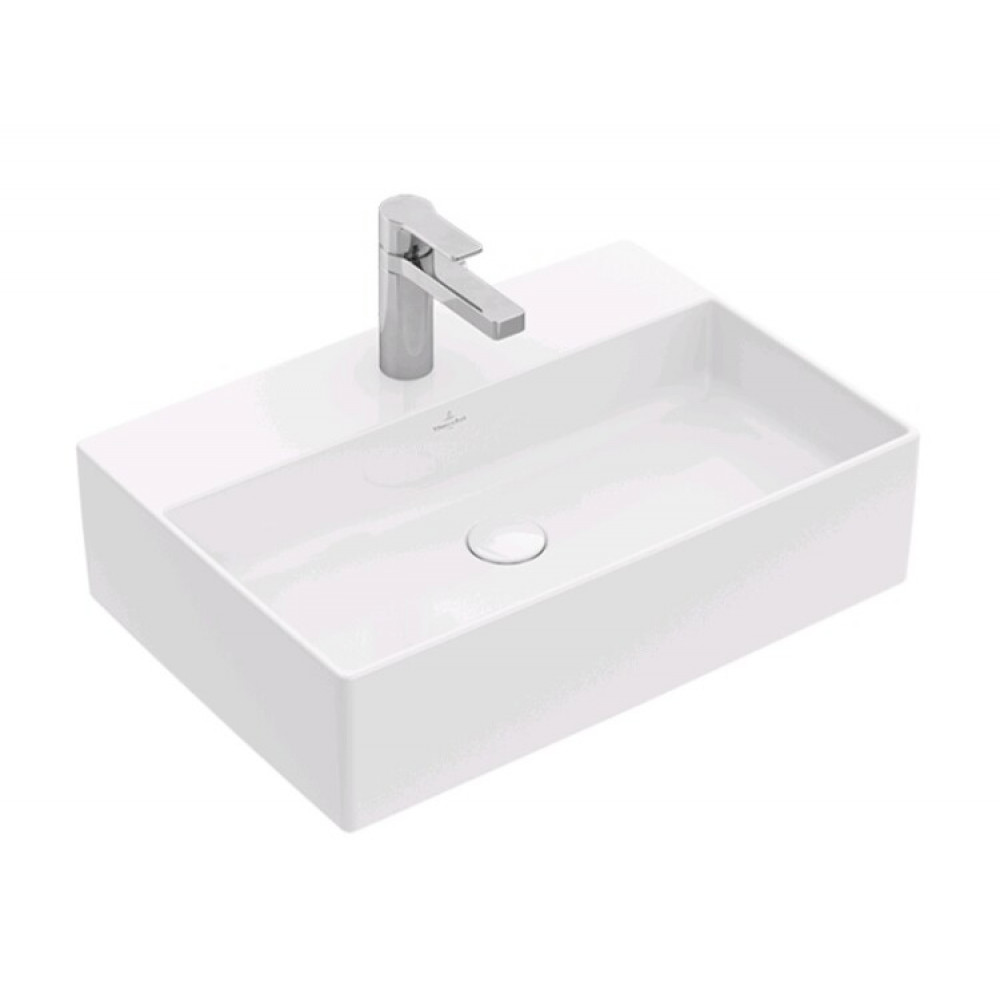 Раковина, Villeroy&Boch, Memento 2.0, шгв 600*420*90, отверстия для смесителя-1 сквозное, 2 промаркированных, CeramicPlus, цвет-альпийский белый