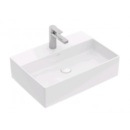 Раковина, Villeroy&Boch, Memento 2.0, шгв 600*420*90, отверстия для смесителя-1 сквозное, 2 промаркированных, CeramicPlus, цвет-альпийский белый