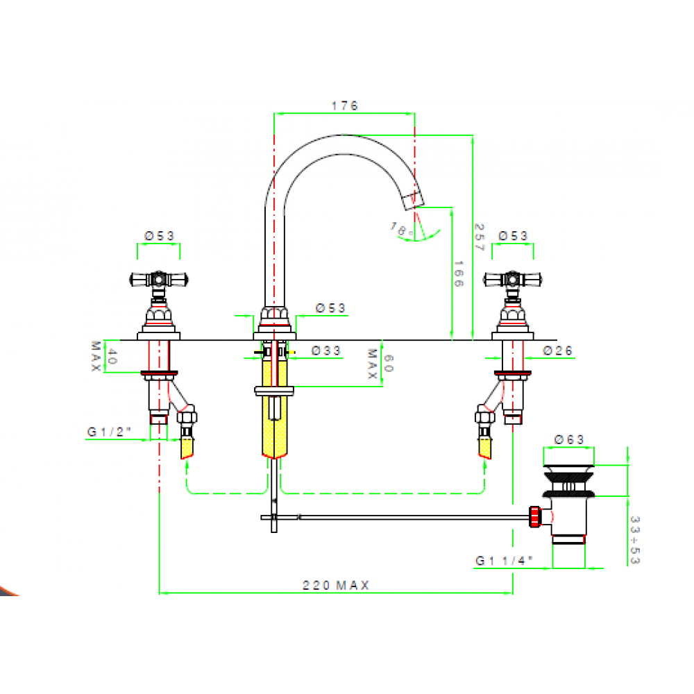 Смеситель для раковины, Nicolazzi, Agora, цвет-золото (Gold, Polished Gold)
