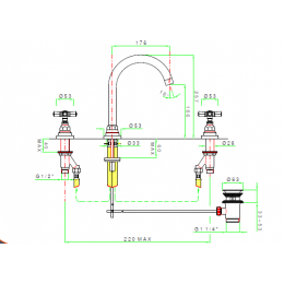 Смеситель для раковины, Nicolazzi, Agora, цвет-золото (Gold, Polished Gold)