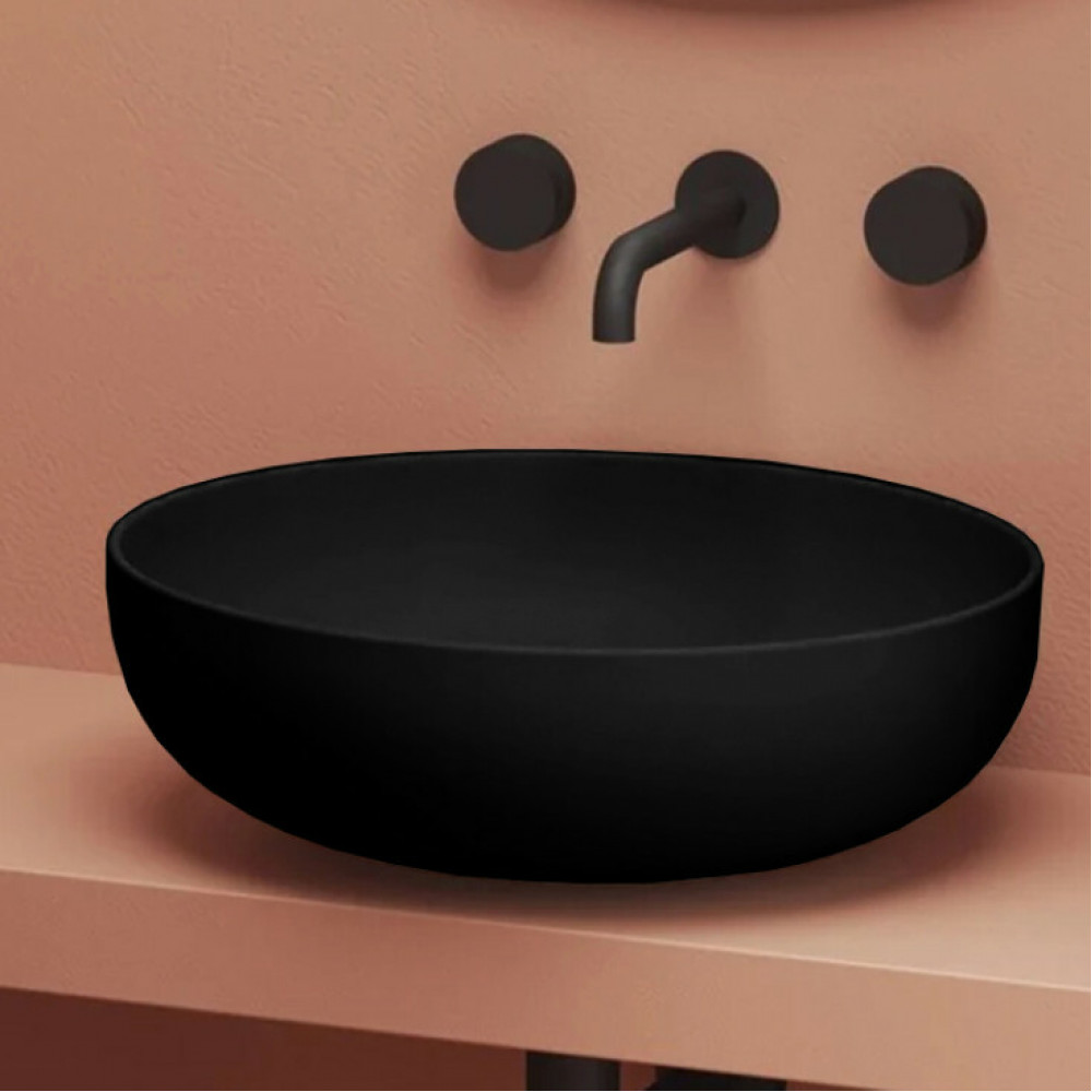 Раковина, Artceram, Jolie, шгв 500*500*170, отверстия для смесителя-отсутствуют, цвет-черный матовый