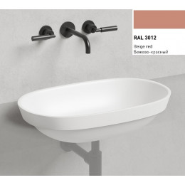 Раковина, Salini, Marea, шгв 645*387*165, отверстия для смесителя-отсутствуют, цвет внутри и снаружи-RAL3012 матовый