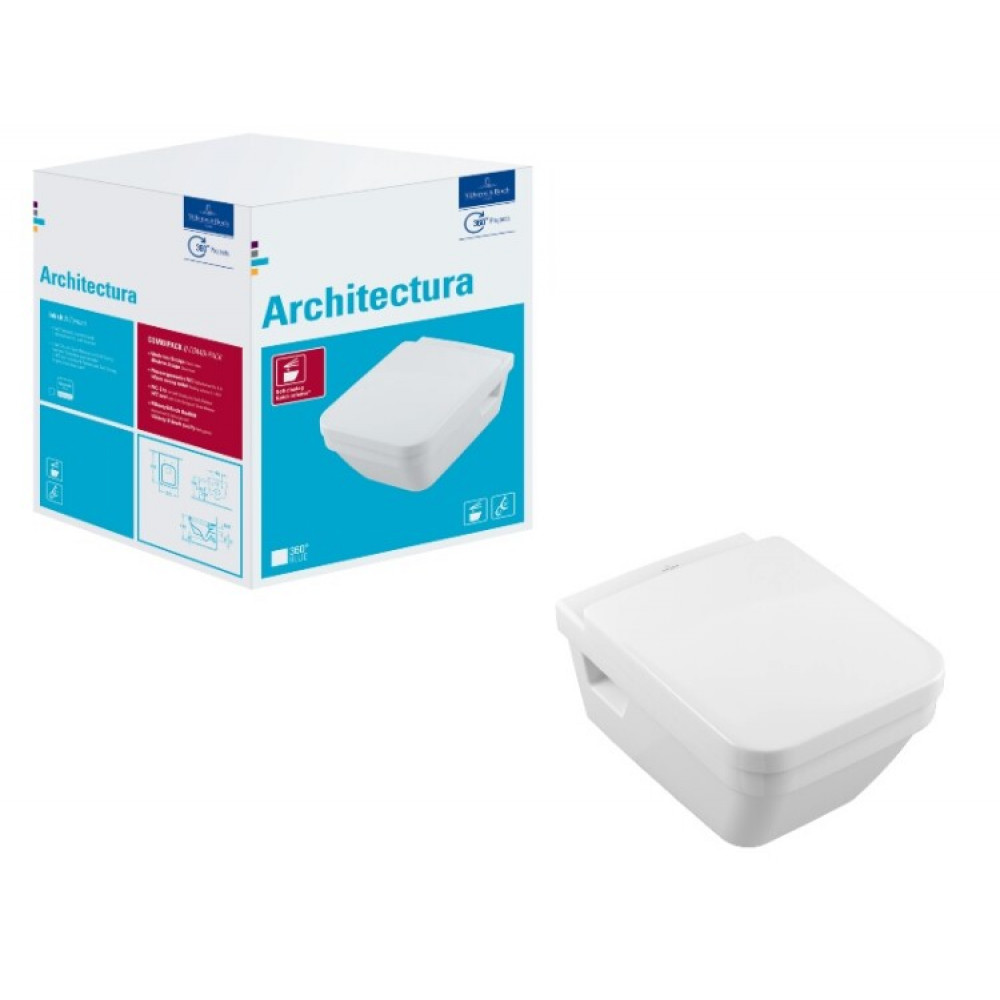 Унитаз, Villeroy&Boch, Architectura, подвесной, шгв 370*530*320, CeramicPlus, цвет-альпийский белый
